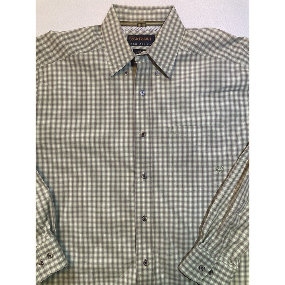 Ariat Pro Series Shirt Mens Size Large Plaid‎ Long Sleeve Button Up Western